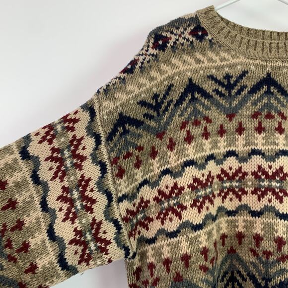 Vintage 90s Abercrombie & Fitch The Big Sweater Wool Fair Isle Size XL - Picture 2 of 6
